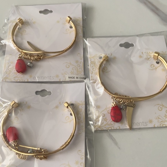 Fashion gold bracelets with 3 stones - Picture 3 of 3